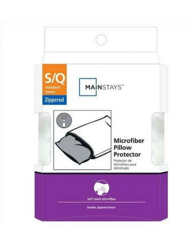 Mainstays Microfiber Zippered Pillow Protector,4-pieces of 20 in x 28 in Standard/Queen