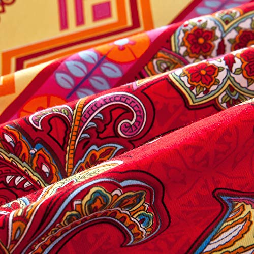 Housse de couette avec fermeture éclair motif boho bleu et rouge - 6