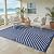 Garvee Striped 5x8 Outdoor Rug Waterproof Reversible Patio Mat, Portable Lightweight Plastic Straw Camping Rug for RV, Balcony, Backyard, Porch, Beach, Picnic, UV Protected & Easy Clean, Navy & White