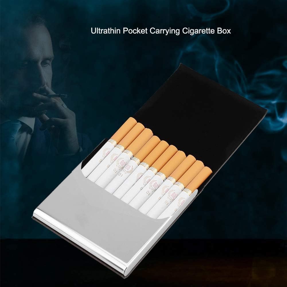 Portable Cigarette Case Ultrathin Pocket Carrying Cigarette Box Holder PU Leather Metal Frame 10 Regular Size for Men Gift(Coffee) - Image 3