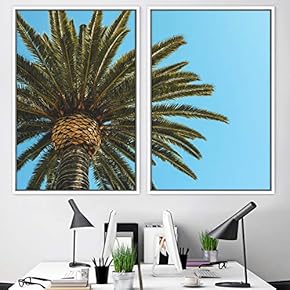signwin 2 Piece Framed Canvas Wall Art Palm...