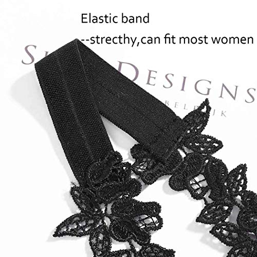 Campsis Women's Wedding Lace Garter Rose Crystal Garter Set Black Floral Leg Garter For Bride Party Prom Gift 2Pcs #TOP3