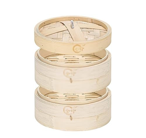 Handmade Bamboo Steamer,2 Tiers/3 Tiers Bamboo Steamer Basket Chinese Natural Rice Cooking Food Cooker With Lid For Vegetables,Dim Sum Dumplings,Buns,Chicken Fish & Meat
