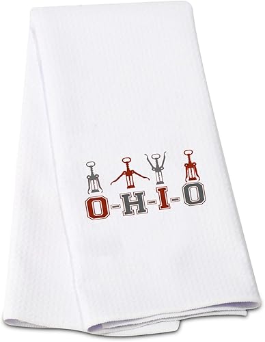 G2TUP Toallas de cocina divertidas, toalla de cocina con saco de harina del estado de Ohio, kit de toallas de mano blancas impresas con frases