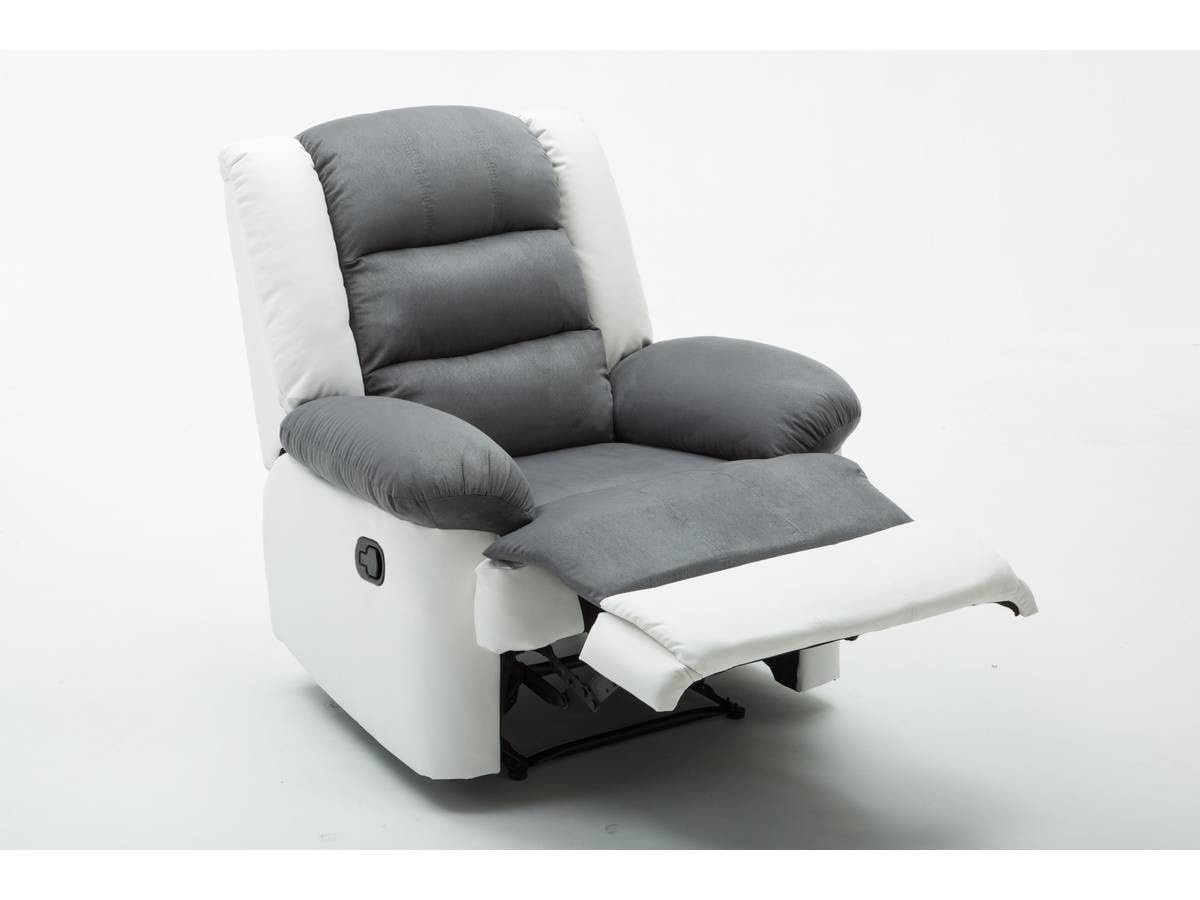 Habitat et Jardin Fauteuil Relax - 85 x 93 x 100 cm - Blanc/Gris Clair