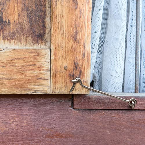 HASWARE Haken-Ösenriegel, 150 mm, 2 Sets, 304 Edelstahl, robuste Kabinenhaken für Fenster, Garten, Garage, Schiebetür, Silber, mit Schrauben