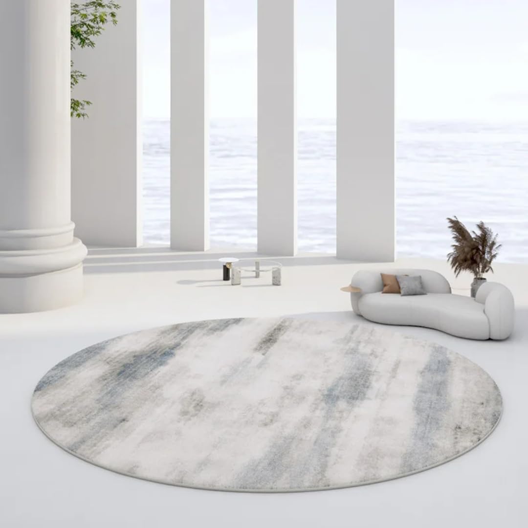 Tapis rond en peluche 80x80 cm doux et épais pour salon et chambre