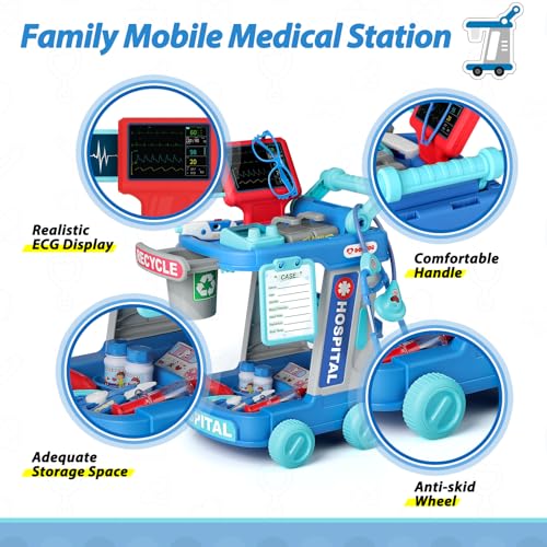 Image of Liberry Toddlers Doctor Kit Toy for Girls Boys Ages 2 3 4 5, Green | Kids Doctor Playset with Cart, Costume & Stethoscope, Role Play, Pretend Play Medical Toys, Birthday Gift