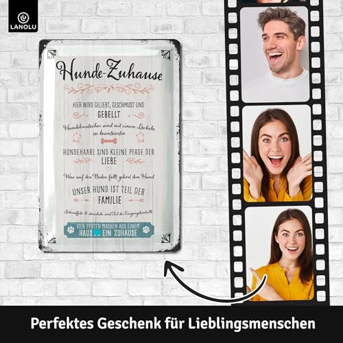 LANOLU Retro Blechschild Hunderegeln, Hundeschilder, Blechschild Hund, Deko Garten Hund, Geschenke für Frauen Hundeliebhaber, Hunde Geschenke für Besitzer, 20x30cm