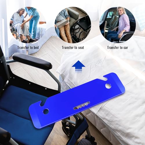 YHK Transfer Board and Slide Board, Plastic Slide Board for Transferring, Slide Assist Device for Seniors Transfer to Wheelchair, Bed, Toilet, Car, Hold up to 440 lbs, Slide Sheet 16\"x24\", Blue