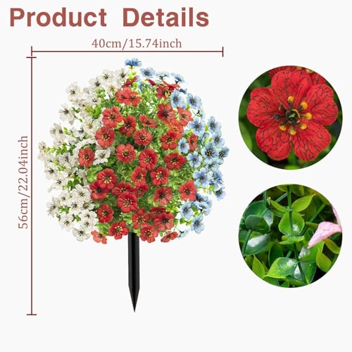 Flores artificiales resistentes UV con estaca para césped y suelo exterior 6