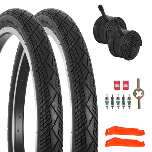 Pneu de vélo 20x1,75 avec chambre à air pour VTT et vélo de ville | Pack complet de 2