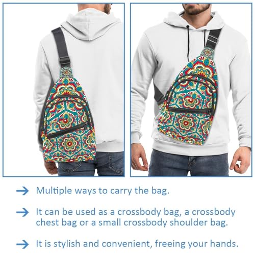 Mochila bandolera impermeable y compacta para hombre con estampado multicolor 2