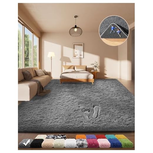 Ophanie Area Rugs for Living Room Bedroom, Upgrade Non-Slip Fluffy Soft Grey Shag Carpet, Indoor Floor Gray 4x6 Fuzzy Shaggy Living Room Plush Rug for Kids Home Dorm Decor Aesthetic
