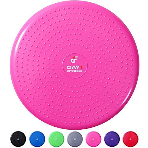 Inflatable Wobble Cushion with Pump by Day 1 Fitness - 13" Pink- Durable