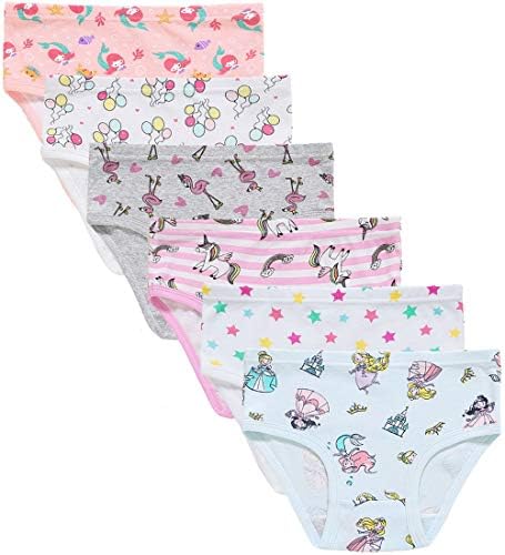 Slenily Girls Soft Cotton Underwear Breathable Mermaid Panty Briefs Toddler Unicorn Undies(Pack of 6) Size 5
