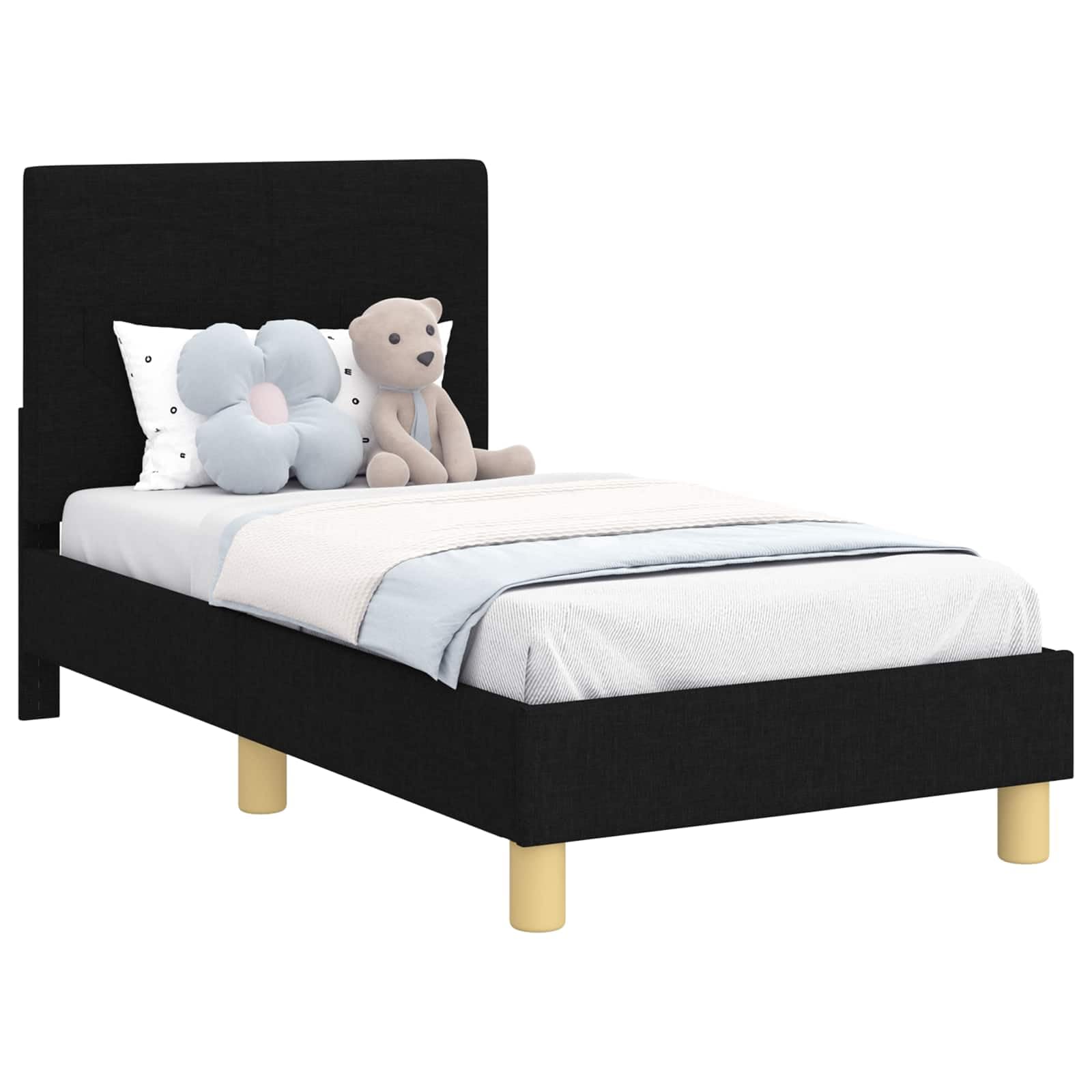 vidaXL Cadre de lit pour Tout-Petit avec tête de lit Noir 70 x 140 cm