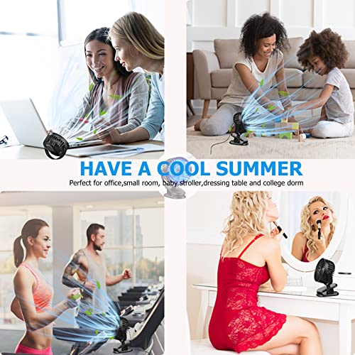 Alyken Usb Desk Fan, Small Clip On Fan, 3 Speeds Strong Wind Desktop Fan, Quiet Personal Fan With Cord Powered, 360°Rotation Table Fan For Office, Bedroom, Dorm Room, 4.5Inch, 3.3Ft Cable(Black) #TOP6