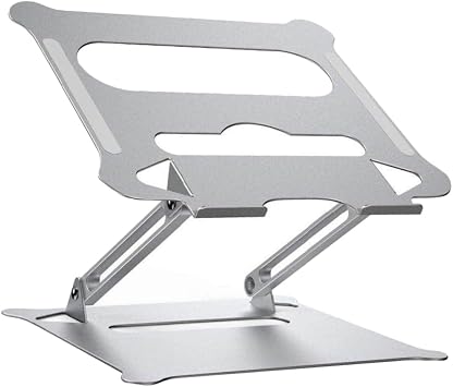 Veemoon Adjustable Aluminum Alloy Laptop Stand Foldable Portable Notebook PC Holder Durable Laptop Support for Desk Use Height Adjustable Ergonomic Computer Raiser for Work and Study