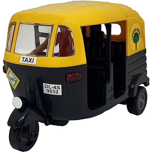 TECHZAGE Pull Back Mini Auto Rickshaw Play Toy for Kids No Battery No Remote Miniature Scaled Models