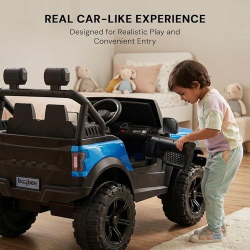 Image of Baybee RoverX Battery Operated Jeep for Kids with Parental Control | Baby Ride On Electric Car with RGB Lights, Music & Swing Mode | Rechargeable Battery Car for Kids 2 to 6 Years (Metallic Blue)
