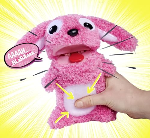 Simba 105953332 ScreamerZ Hase „Rambling Rabbit“ mit Sound - witziges Kuscheltier mit Schrei-Geräuschen - Plüschfigur für Kinder ab 5 Jahre, ca. 30 cm, rosa