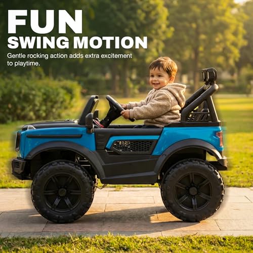 Image of Baybee Benzie Pro Battery Operated Jeep for Kids | Baby Ride on Electric Car with Parental Control, RGB Lights & Music | Rechargeable Big Battery Car for Kids 2 to 6 Years (Metallic Blue)