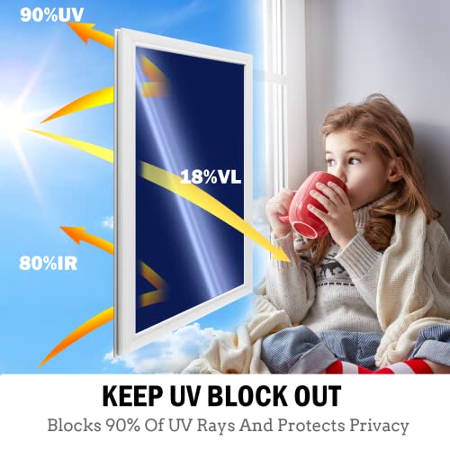 Niviy One Way Window Film Daytime Privacy Mirror Effect Reflective Window Tint for Home Self Adhesive UV Sun Blocking Heat Control Glass Door Films 35.4 x 78.7 inches Blue Silver