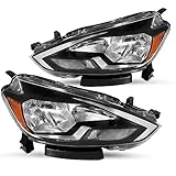 JSBOYAT Headlight Assembly Fit 2016-2019 Nissan Sentra S/FE+S/SL/SR/SV 4-Door OE Style Halogen Headlamp Driver & Passenger Side LH+RH