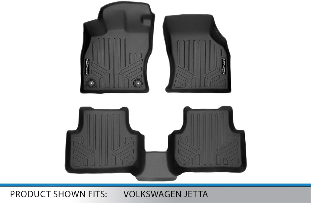 SMARTLINER Custom Fit Floor Mats 2 Row Liner Set Compatible with 2019-2025 Volkswagen Jetta