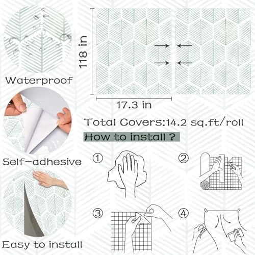 Image of OSECAGE Modern Peel and Stick Wallpaper Boho Contact Paper 17.3''x118''