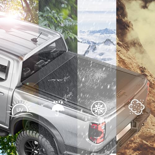 Image of SADELOOS Retractable Truck Bed Tonneau Cover Compatible with 2019-2026 Ranger (5' /60'') Retractable Hard Truck Bed Cover Key Lock