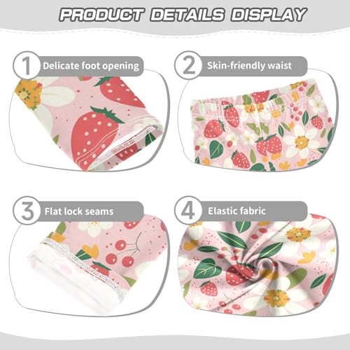 Flowers Strawberries Girls' Leggings Toddler Doodles Dot Kids Yoga Pants Dance Active Tights 4T3