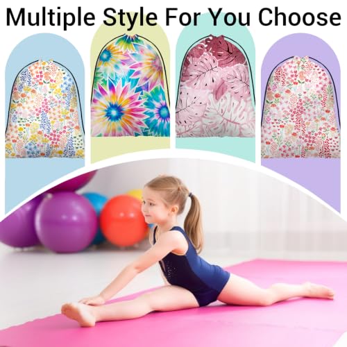 Image of Flower Rainbow Drawstring Bag Tie Dye Storage Pouch for Toiletries Wet Cloth Shoes