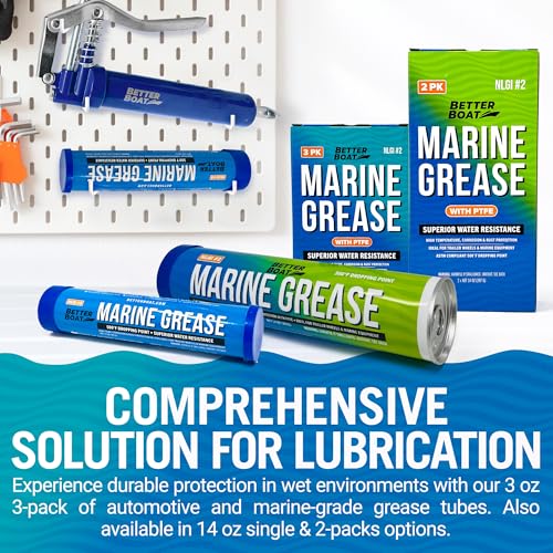Better Boat BB-MRGRS-3P3OZ 3Pk Mini Boat Marine Grease Tube 3Oz Wheel Bearing Grease, Boat Trailer Bearing Grease Waterproof High Temp Cap Packer Cartridges thumb #3