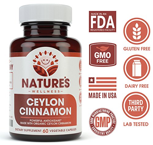 Natures Wellness Organic Ceylon Cinnamon - 1200 Mg | Powerful Antioxidant | Maintains Joint Health And Mobility | Non-Gmo | 60 Veg Capsules #TOP1