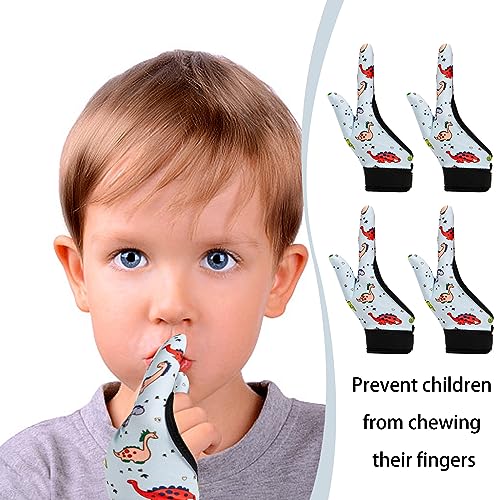 Image of Yxmeiguo 4pcs Thumb Sucking Guard Gloves Kids Anti Thumb Sucking Glove Chewy Compression Thumb Sucking Stop Nail Biting Finger Biting Glove for Kids Thumb Guard for Ages 5-12