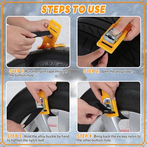 FairyPeach Auto Schneeketten, 2 Stück Schneeketten Universal, Reifen-Schneeketten-Set, Gleitschutzkette für Autoreifen, Car Snow Chains, für Reifenbreiten von 165–275 mm, die Meisten Autos, Lkws, Suvs