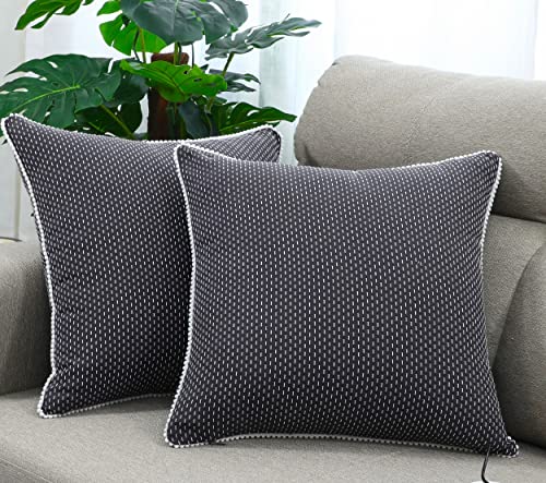Image of mosey Cushion Covers 12 inch x 12 inch | Set of 2 | 100% Cotton Theme Cushion Covers Cushion Covers 12x12 Grey