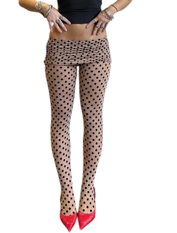 Image of Vintage 60s Printed Funky Tights for Women Y2K Tie Dye Mesh Pantyhose Skinny Body Shaping Leggings Streetwear