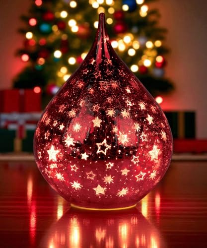 Lampe en verre craquele rouge formano veilleuse LED design goutte d'eau - 3