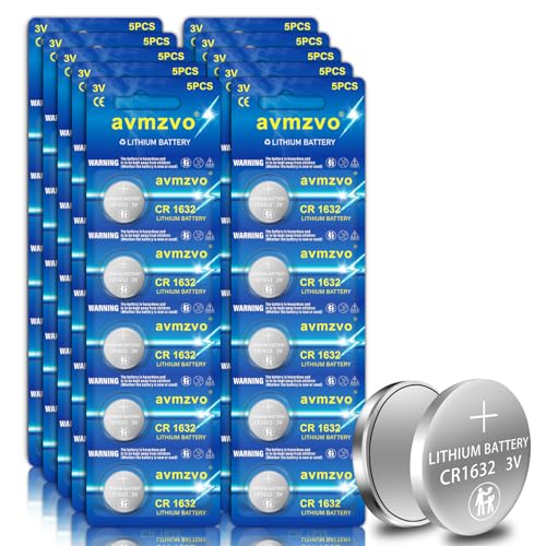 avmzvo Pilas de botón CR1632, 50 unidades, litio Coin 3 V, rendimiento de larga duración, sin mercurio, para relojes y dispositivos electrónicos pequeños
