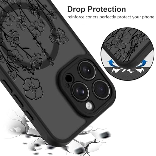 Image of KANGHAR Case for iPhone 15 Pro Max Florals Pattern | [Compatible with Magsafe] Cute Blooming Flowers Protective Magnetic Case for Girls Women Men