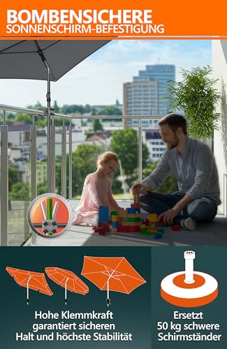 Support de parasol SunnyGuy 2.0 gris pour balcon gain de place - 4