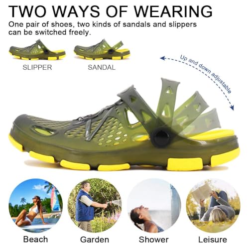 Image of beister Mens Clogs Non Slip Water Shoes with Adjustable Strap, Lightweight Slip on Mules Garden Kitchen Outdoor Beach Yard Pool Shower Summer Sandals Slippers