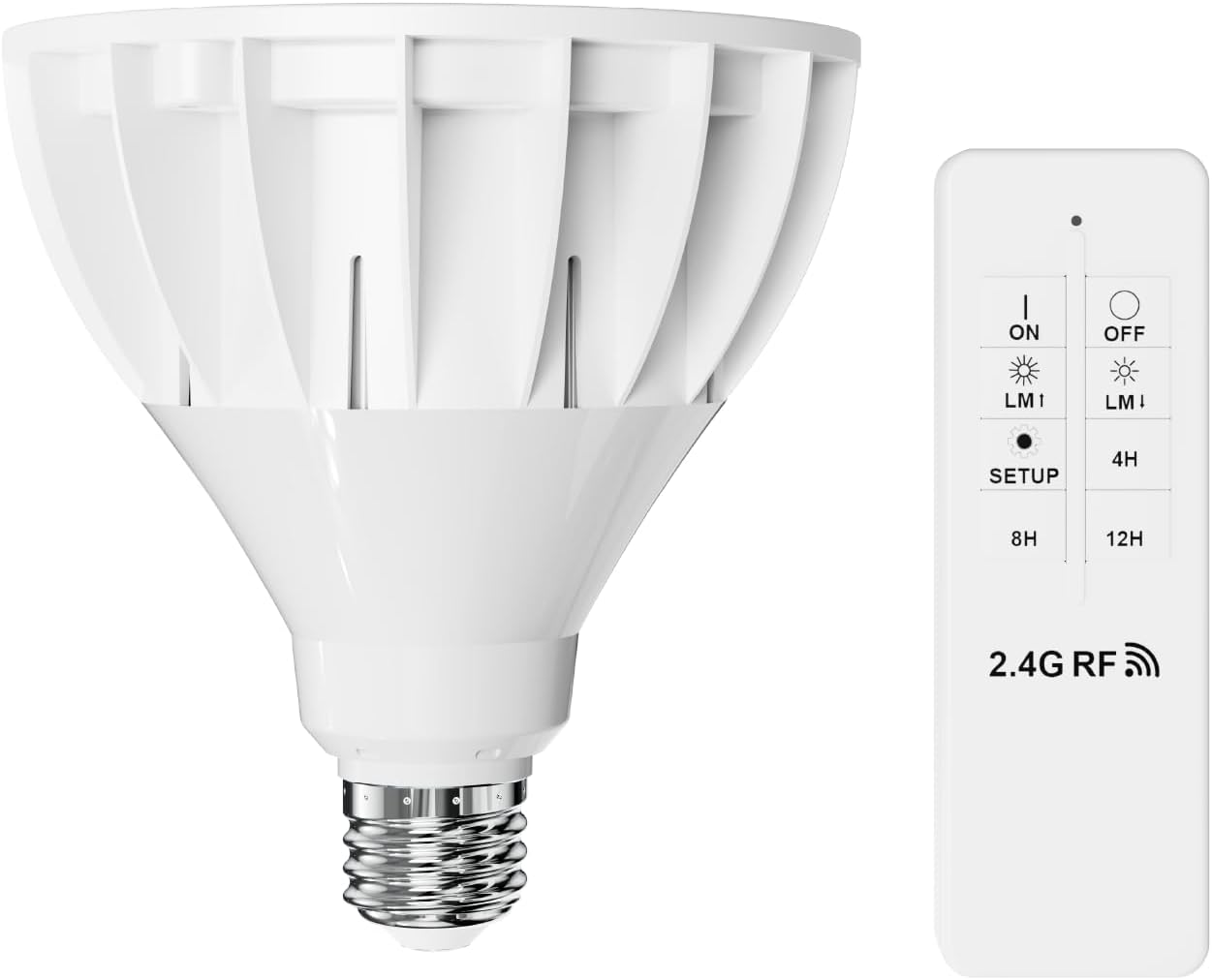 RDJ Bouns 26W Dimmable LED Grow Light Bulb with Remote & Timer, Full Spectrum Plant Bulb for Indoor Plants, Auto On/Off 4/8/12H, Natural White PAR38 Grow Lamp for Succulents, Seeds, E26 Base