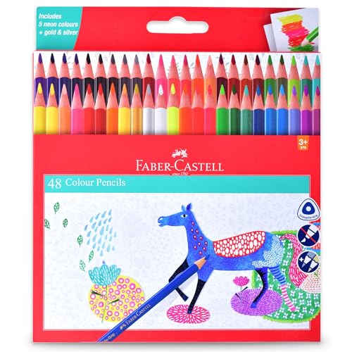 Faber-Castell Triangular Colour Pencil Set – Pack of 48 | Super S...