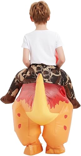 Miniatura 6 de COMIN Disfraz inflable de dinosaurio para niños, disfraz de dinosaurio inflable naranja divertido para fiesta de Halloween