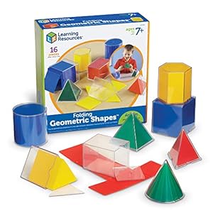 Learning Resources Folding Geometric Shapes – 16 Pieces, Ages 7+ Geometry Accessories, Teacher Aids, Math Helper, Teacher Supplies, Math Games for Kids,Back to School Supplies