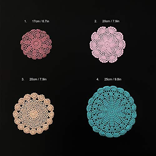 Kilofly 14 Pcs Cotton Crochet Doilies 4-11.5" Handmade White Beige Placemats (Beige 5Pc+White 5Pc+Other 4Pc) #TOP3